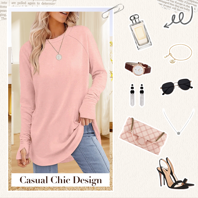 ⏰Hot Sale-Womens Long Sleeve Thumb Hole Shirts Tunic Tops to Wear with Leggings