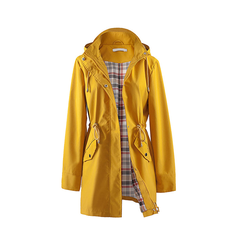 💥Half price sale🎉Long Hooded Drawstring Waist-Cinching Zipper Windbreaker