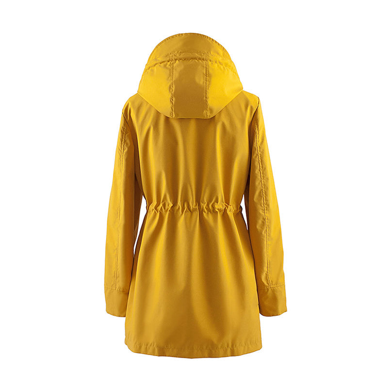 💥Half price sale🎉Long Hooded Drawstring Waist-Cinching Zipper Windbreaker