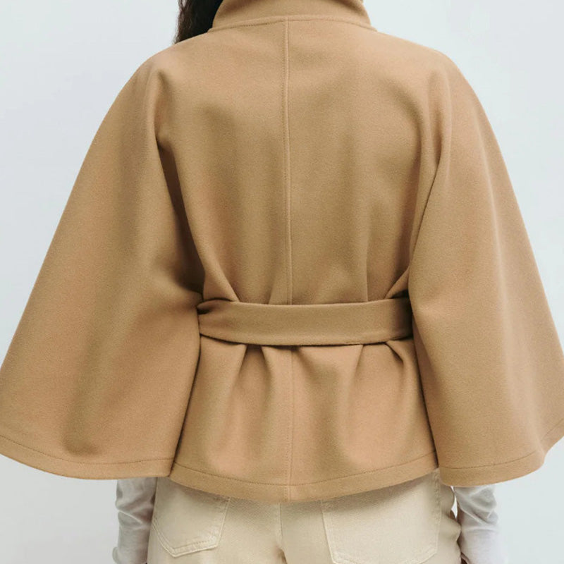 🍂Women's Stand Collar Cape-Style Coat with Belt