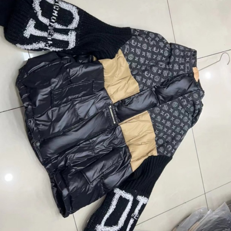 Women’s Patchwork Knit Sleeve Hooded Puffer Jacket|Livraison offerte ✈️
