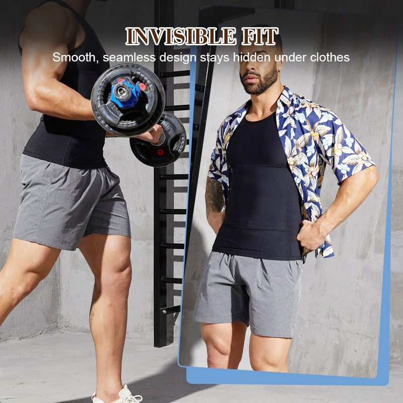 Plain men's compression tank top with tummy control