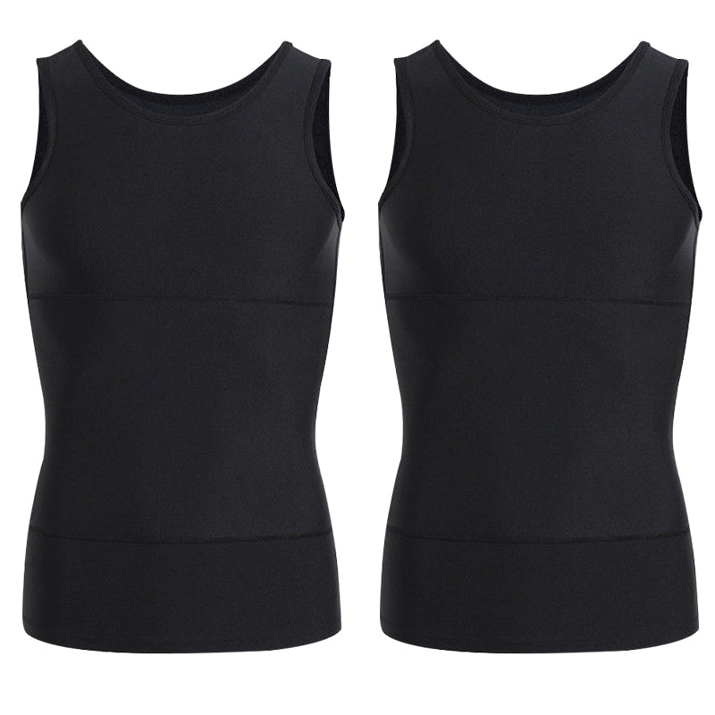 Plain men's compression tank top with tummy control