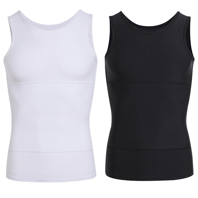 Plain men's compression tank top with tummy control