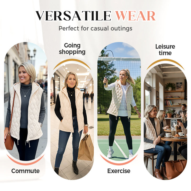 Women's Casual Fashion Warm Hooded Vest