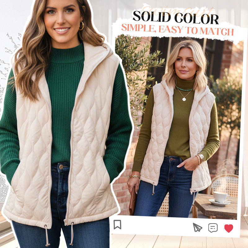 Women's Casual Fashion Warm Hooded Vest