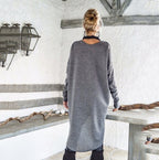 Irregular hem solid color sweater dress
