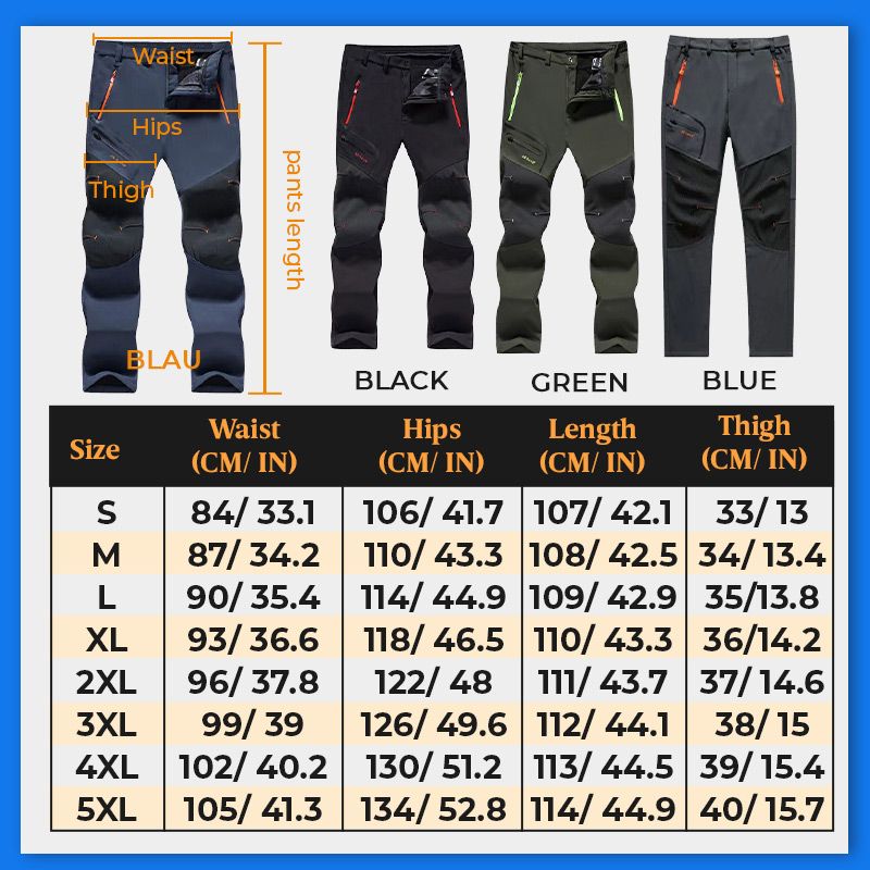 🏆LAST DAY SALE 50% OFF!!🔥Men's Waterproof Winter Trousers with Fleece Lining Cargo Pants