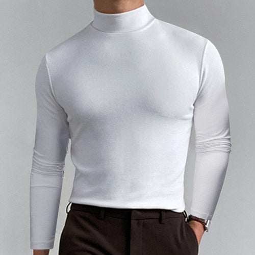Mens High Neck Slim Fit Long Sleeve T-shirt（50% OFF）