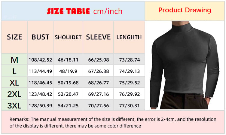 Mens High Neck Slim Fit Long Sleeve T-shirt（50% OFF）