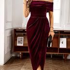 💃Christmas Sale 49% OFF🎉Women's Elegant Off The Shoulder Ruched Dress