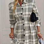 💥Christmas Sale 50% OFF👗French-Inspired Plaid A-Line Dress ✨The perfect holiday party dress! Elegant & festive for Christmas events🌟