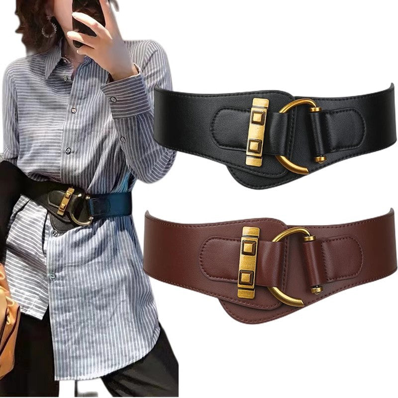 Women's Retro Chic Metal Buckle Wide Belt