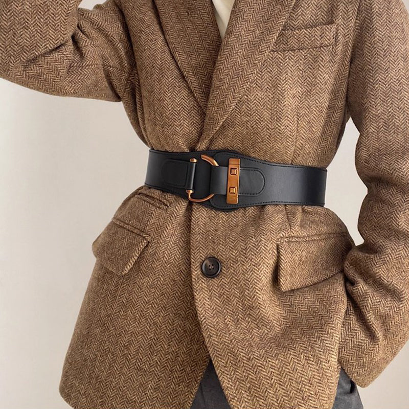 Women's Retro Chic Metal Buckle Wide Belt