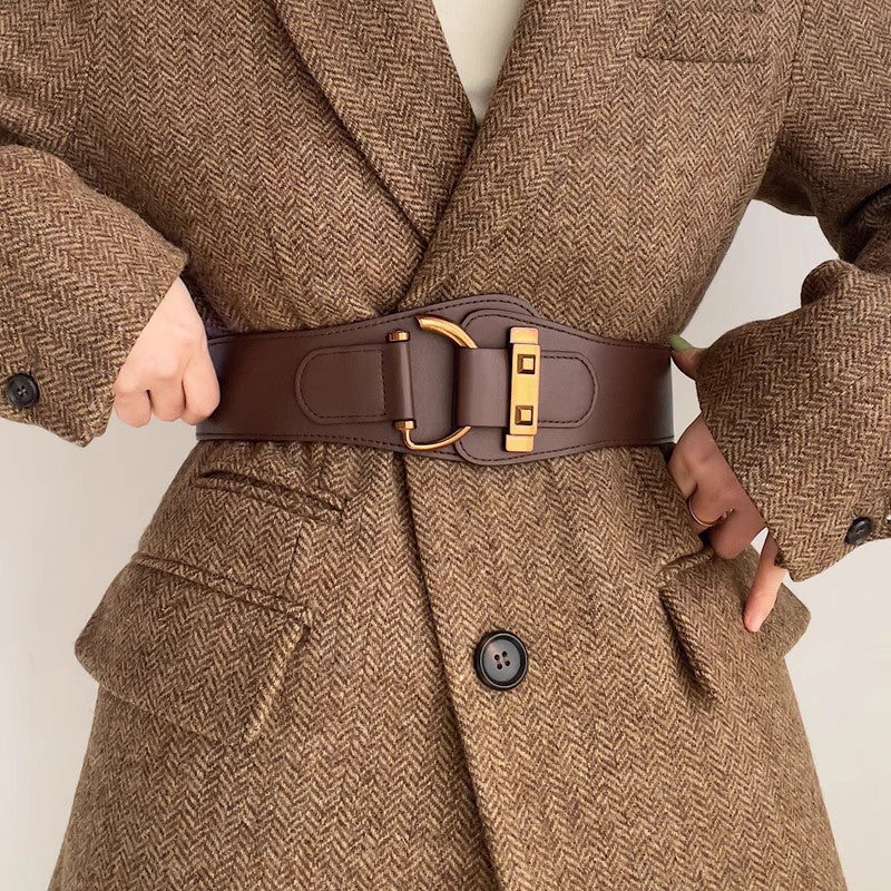 Women's Retro Chic Metal Buckle Wide Belt