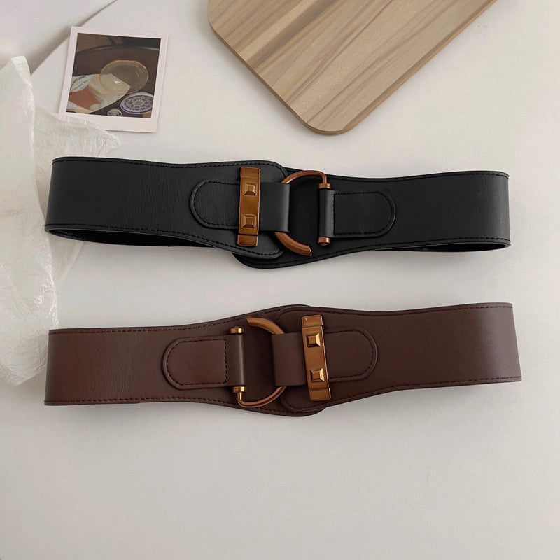 Women's Retro Chic Metal Buckle Wide Belt