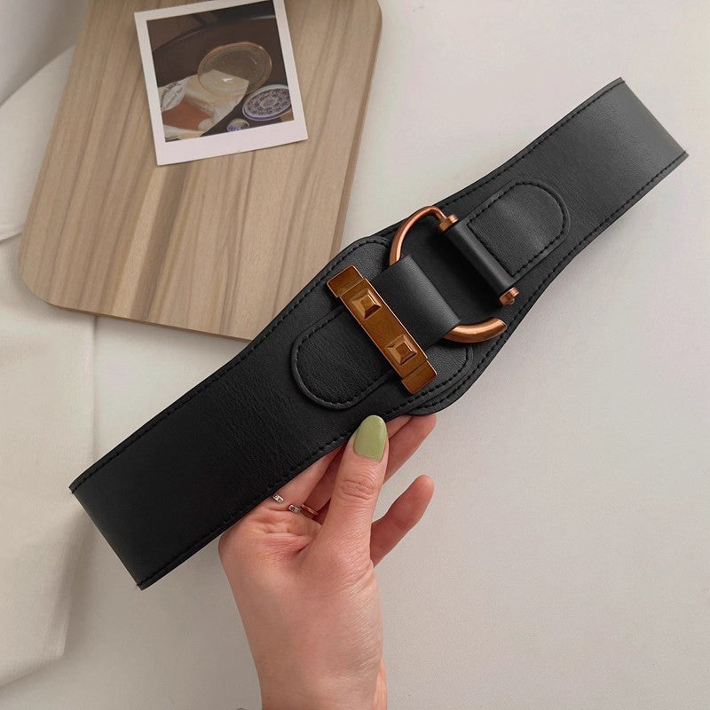Women's Retro Chic Metal Buckle Wide Belt
