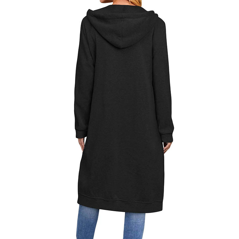 🔥Hot Sale 50% OFF⏳Women's Solid Hooded Zipper Long Sweatshirts