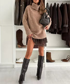Women's Turtleneck Sweater Mini Dress Set