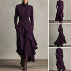 🎅🏻50% OFF🎉Women's Elegant High-Neck Asymmetrical Draped Maxi Dress