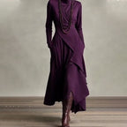 🎅🏻50% OFF🎉Women's Elegant High-Neck Asymmetrical Draped Maxi Dress