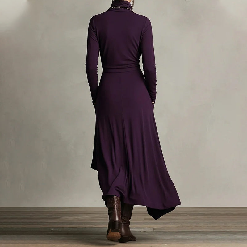 🎅🏻50% OFF🎉Women's Elegant High-Neck Asymmetrical Draped Maxi Dress