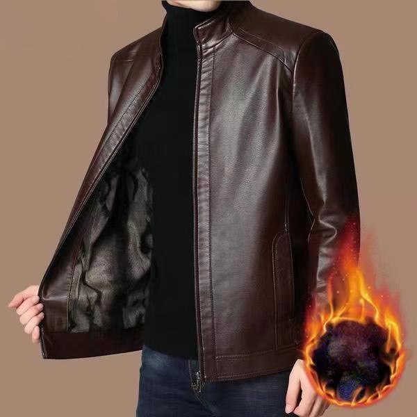🖤Black Friday Sale:49% OFF🖤Men’s Warm Plush Lining Leather Jacket Coat - Gift for Him!