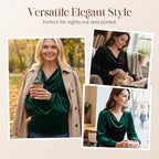 Women's Velvet Cowl Neck Long Sleeve Top