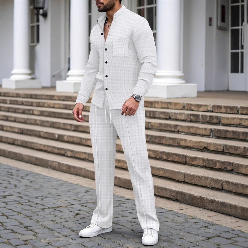 ⏰ Now only 50% off!⏰Men’s Casual Waffle Shirt Pants 2-Piece Set