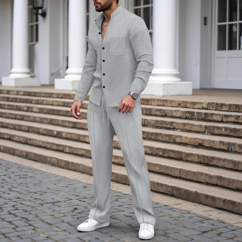 ⏰ Now only 50% off!⏰Men’s Casual Waffle Shirt Pants 2-Piece Set
