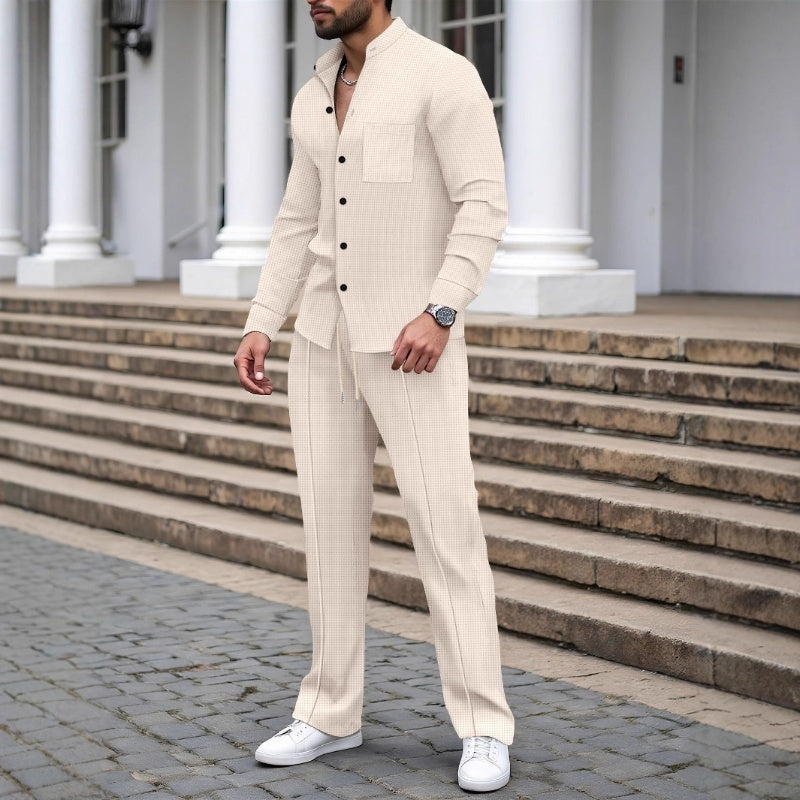 ⏰ Now only 50% off!⏰Men’s Casual Waffle Shirt Pants 2-Piece Set