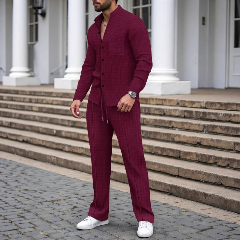 ⏰ Now only 50% off!⏰Men’s Casual Waffle Shirt Pants 2-Piece Set