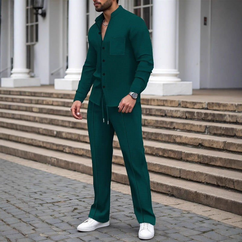 ⏰ Now only 50% off!⏰Men’s Casual Waffle Shirt Pants 2-Piece Set