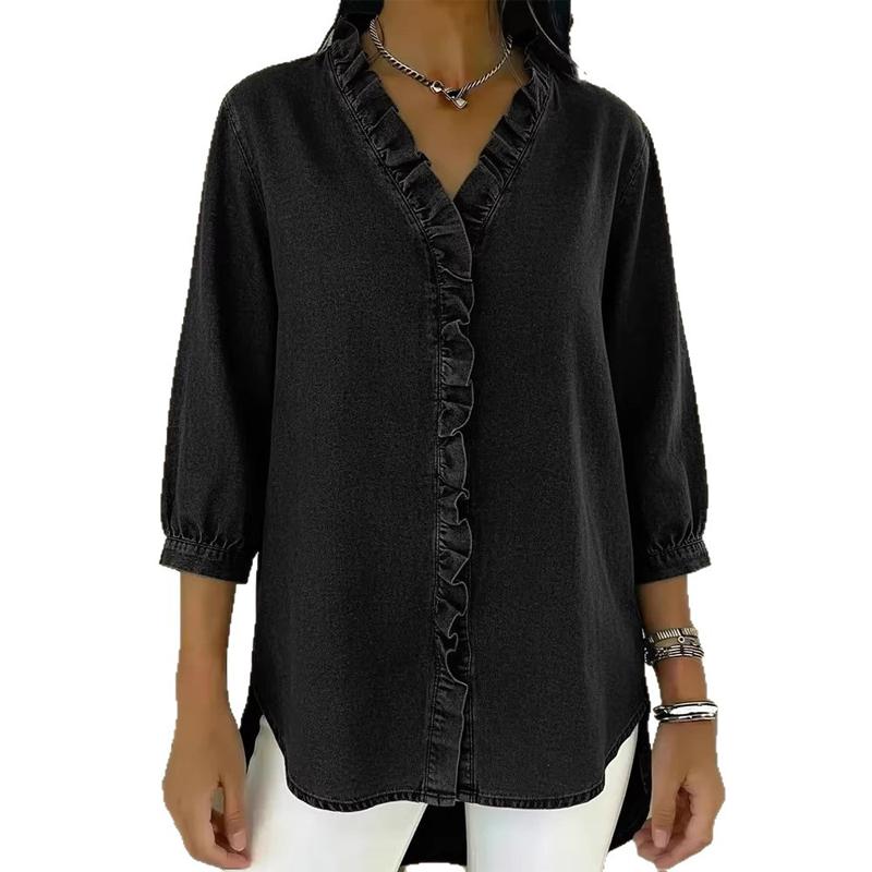 🔥2026 Hot Sale🔥Women's Casual Ruffle V-Neck Shirt