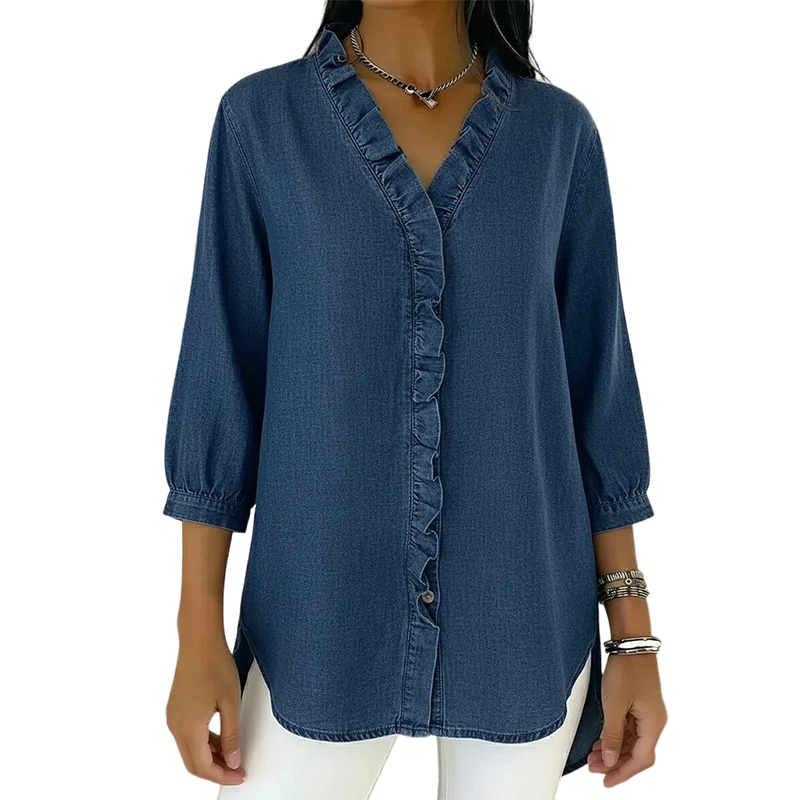 🔥2026 Hot Sale🔥Women's Casual Ruffle V-Neck Shirt