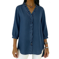 🔥2026 Hot Sale🔥Women's Casual Ruffle V-Neck Shirt