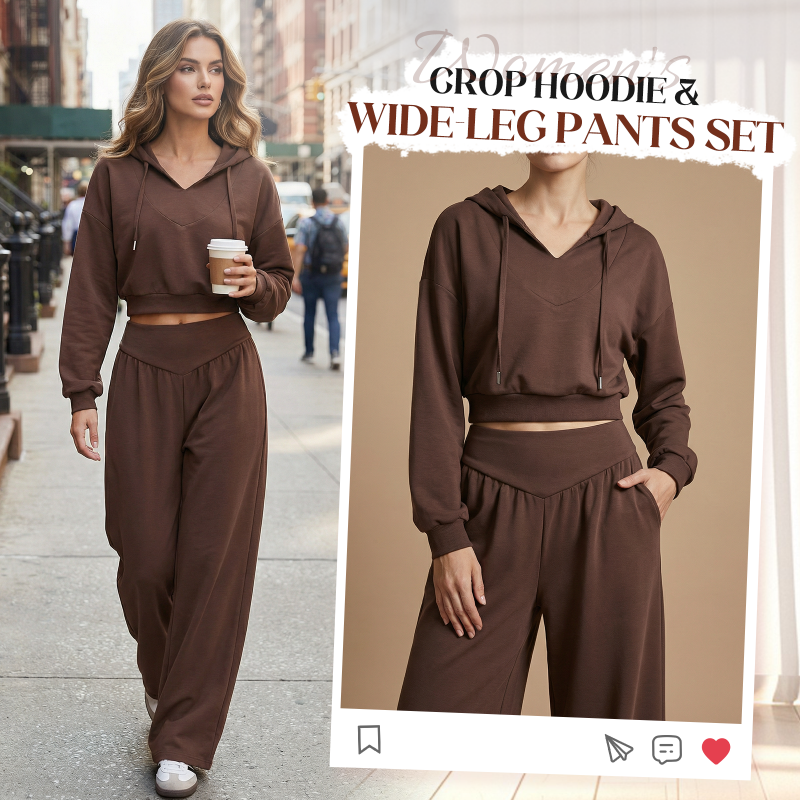 ⏰ Now only 50% off!👖🌞Women’s Crop Hoodie & Wide-Leg Pants | Effortless Street Style🎐
