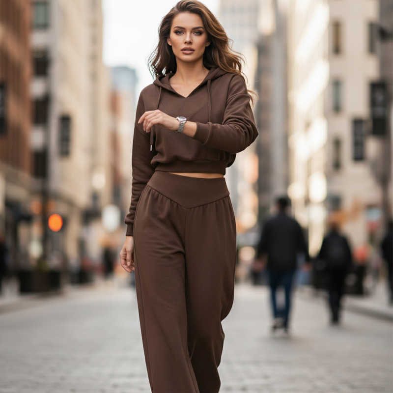 ⏰ Now only 50% off!👖🌞Women’s Crop Hoodie & Wide-Leg Pants | Effortless Street Style🎐