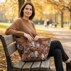 Embroidered Zebra Canvas Tote Bag