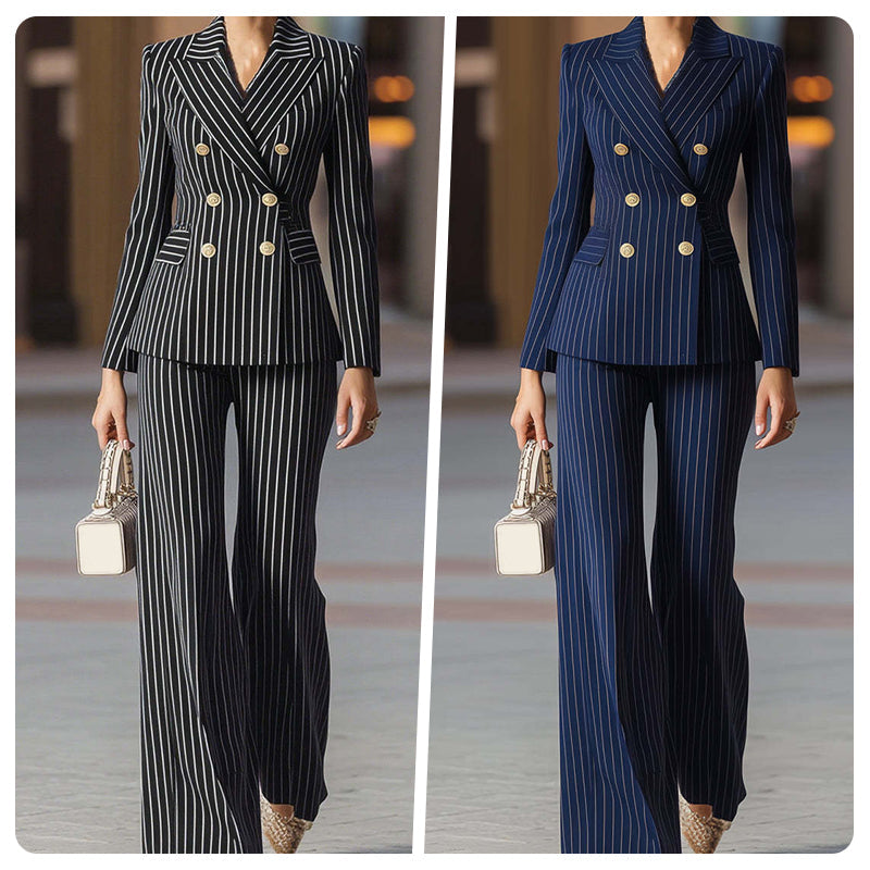 ⏰ Now only 50% off!⏰Women's Pinstripe Double-Breasted Suit Set