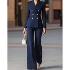 ⏰ Now only 50% off!⏰Women's Pinstripe Double-Breasted Suit Set