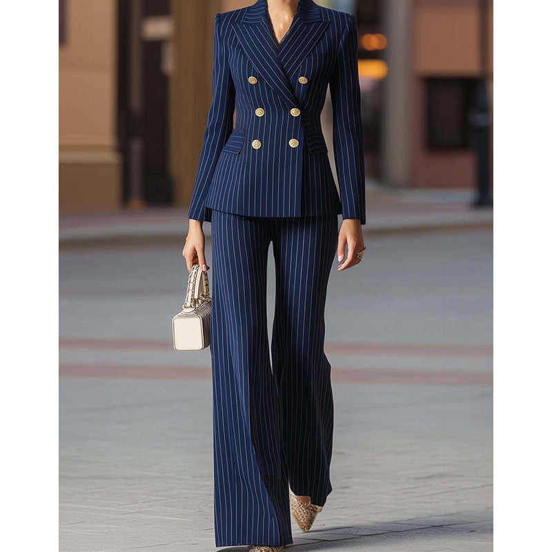 ⏰ Now only 50% off!⏰Women's Pinstripe Double-Breasted Suit Set