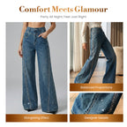 ⏰ Now only 50% off!💥Women's Rhinestone-Embellished Wide-Leg Jeans