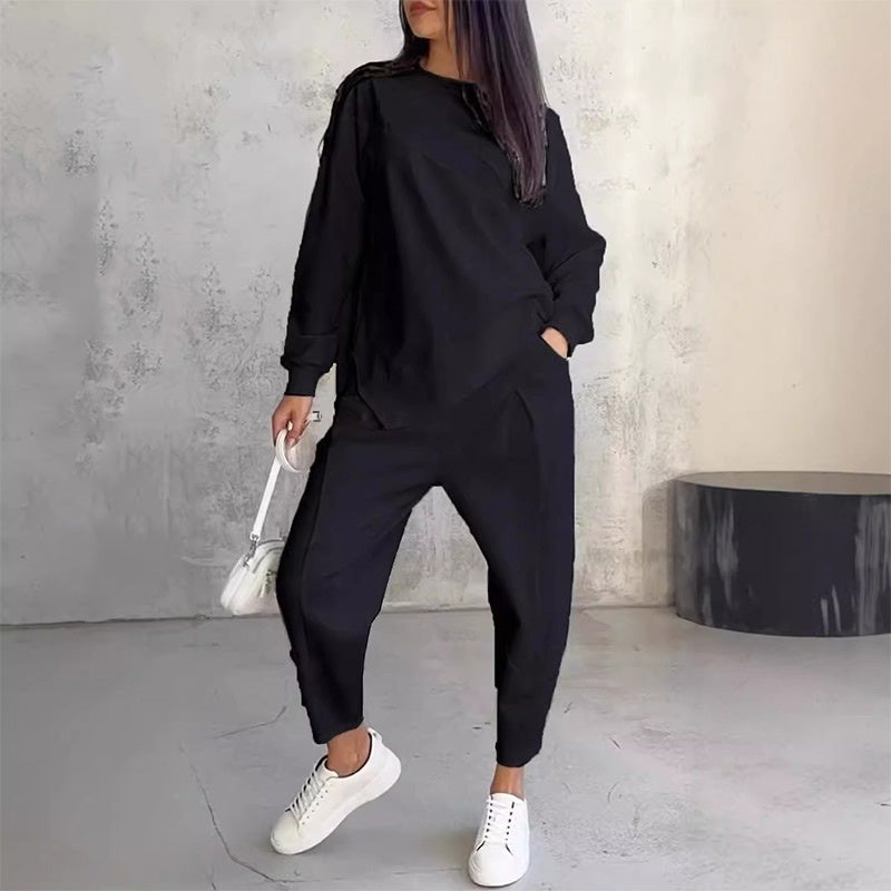 ⏰ Now only 50% off!🔥Women Long-Sleeve Irregular Hem Sweatshirts & Pants Set