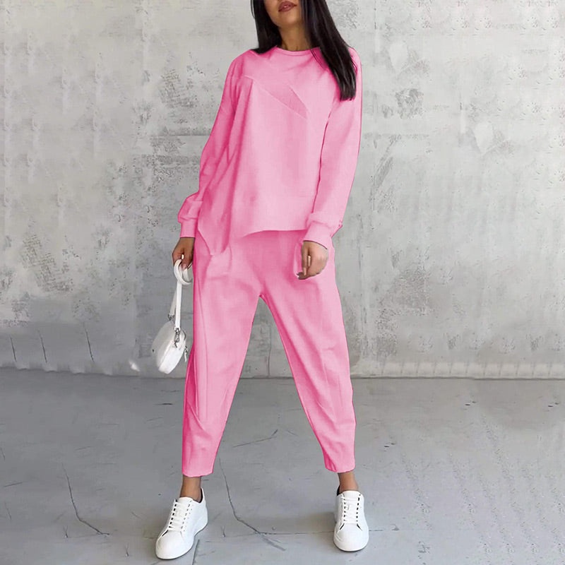 ⏰ Now only 50% off!🔥Women Long-Sleeve Irregular Hem Sweatshirts & Pants Set