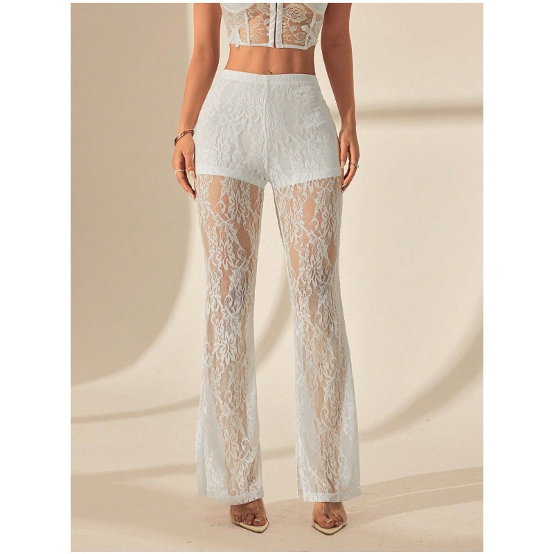 ⏰ Now only 50% off!🎉Limited Sale🎉Elegant Lace Flare Pants with High-Waisted Design