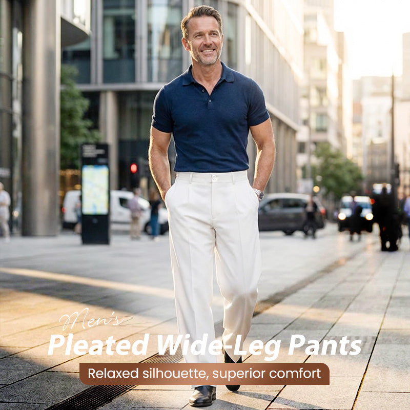 🥳2026 HOT SALE🥳💞50K+ SOLD!☀️☕⏰ Now only 50% off! Men's Casual Wide-Leg Pants – Breezy pleated front, easy pull-on style. Dress up or down for any summer day. A wardrobe essential. 👖🕊️