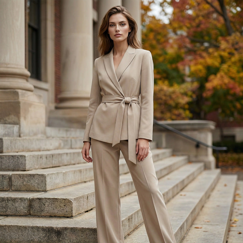 ⏰ Now only 50% off!⏰Women's Elegant Tie-Waist Blazer & Wide-Leg Pants Suit Set – Flattering Silhouette, Breathable Fabric & Effortless Versatility ✨👗