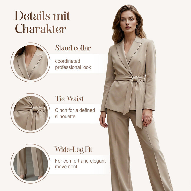 ⏰ Now only 50% off!⏰Women's Elegant Tie-Waist Blazer & Wide-Leg Pants Suit Set – Flattering Silhouette, Breathable Fabric & Effortless Versatility ✨👗