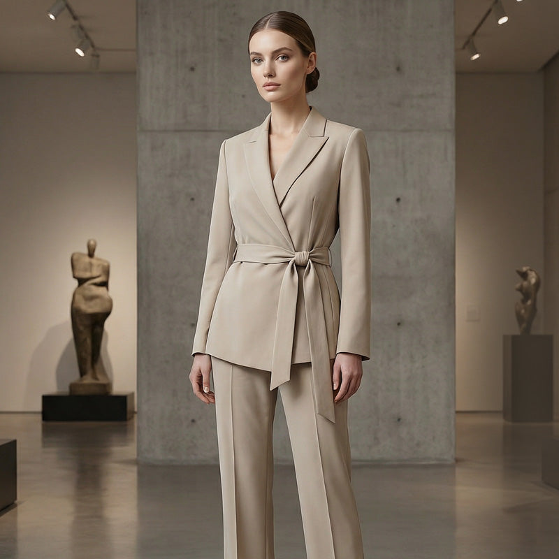 ⏰ Now only 50% off!⏰Women's Elegant Tie-Waist Blazer & Wide-Leg Pants Suit Set – Flattering Silhouette, Breathable Fabric & Effortless Versatility ✨👗